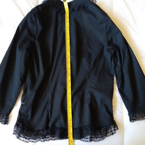 Black cotton 3/4 sleeve button down shirt with lace trim Xhilaration size XS - Picture 4 of 16